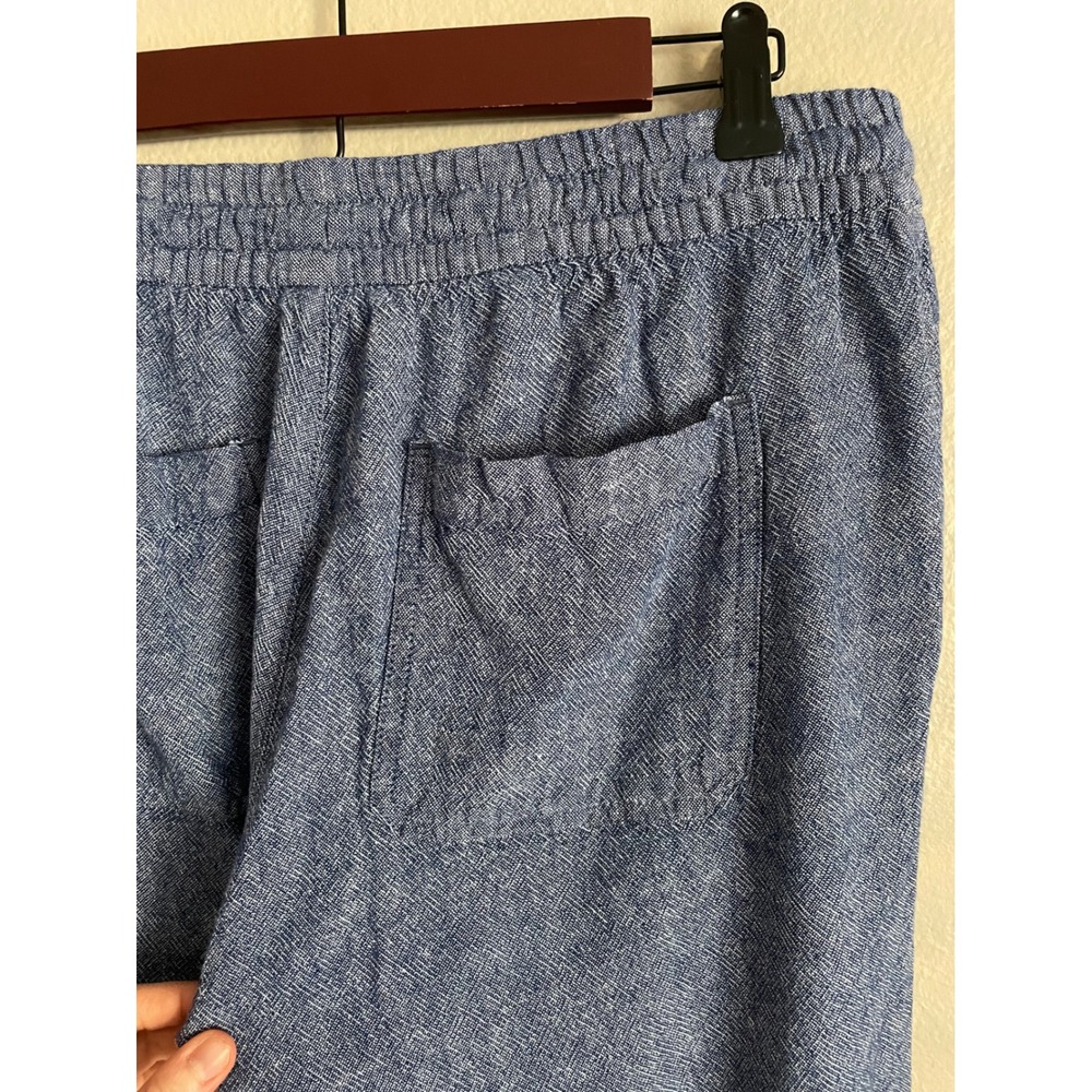 Old Navy Blue Linen Wide Leg Pull On Pants Medium Coastal Euro Summer Capsule - Picture 6 of 7